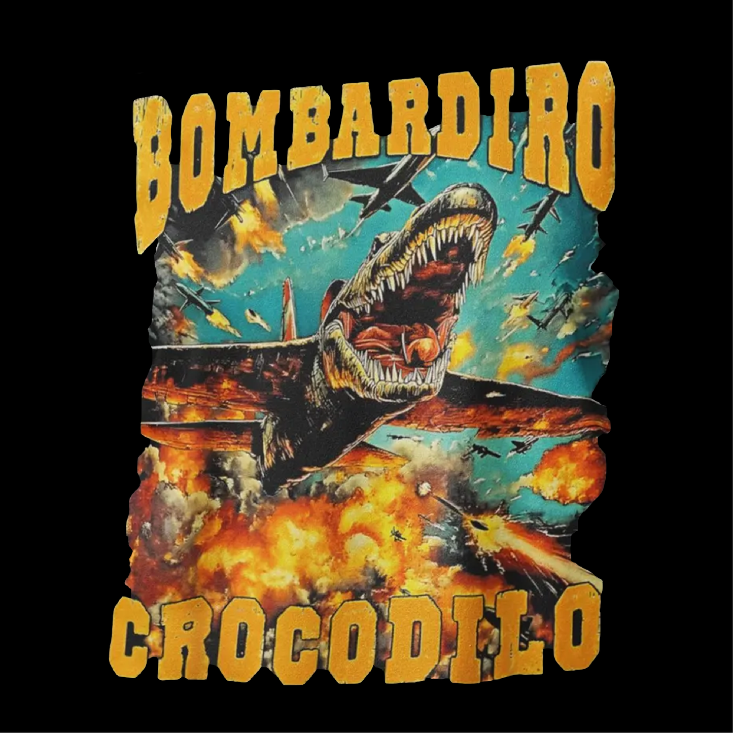 Bombardino Crocodilo Retrini Tee | Black & White | 100% Cotton