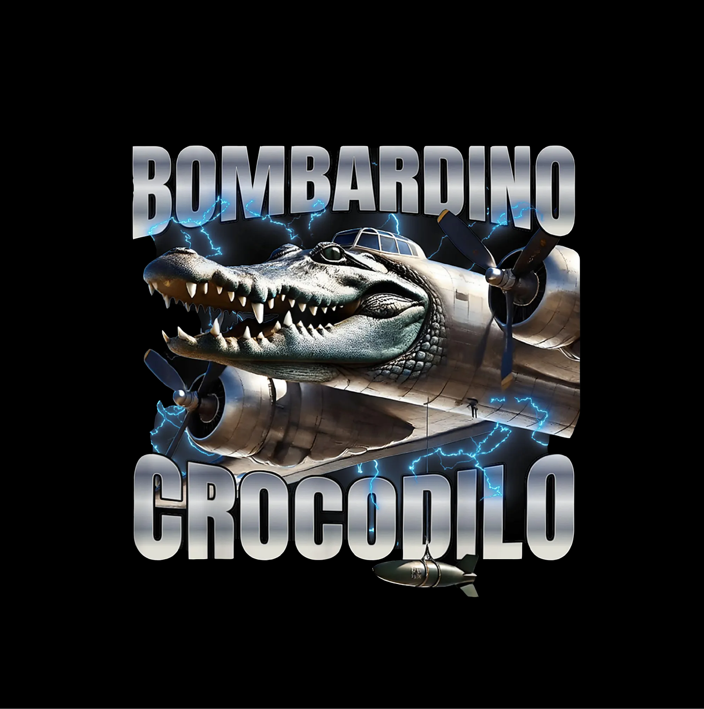 Bombardino Crocodilo Epiconi Tee | Black | 100% Cotton