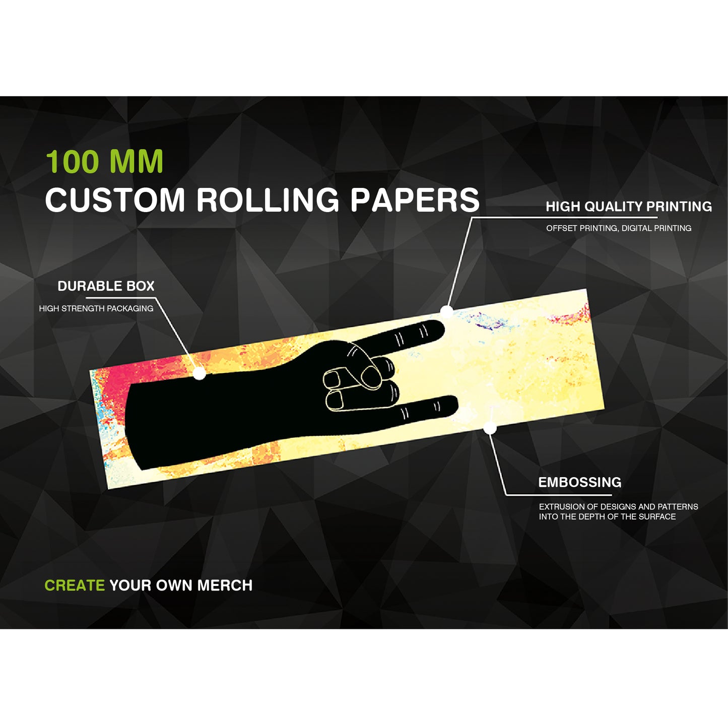 Custom Rolling Papers – King Size Slim with Your Logo | Handmade, 32 Sheets per Pack