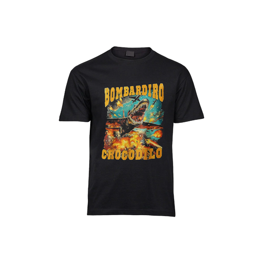 Bombardino Crocodilo Retrini Tee | Black & White | 100% Cotton